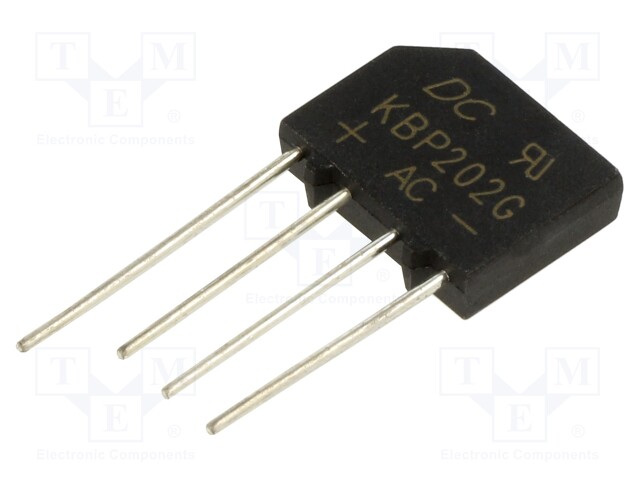 Bridge rectifier: single-phase; Urmax: 200V; If: 2A; Ifsm: 60A; flat