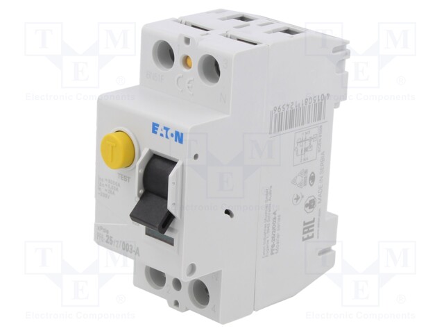 RCD breaker; Inom: 25A; Ires: 30mA; Max surge current: 500A; IP20