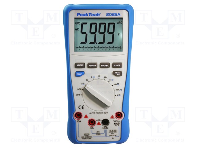 Digital multimeter; USB; VDC: 600mV,6V,60V,600V,1kV; -20÷1000°C