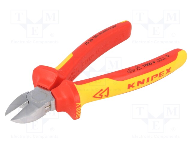 Pliers; insulated,side,cutting; 160mm; Cut: with small chamfer