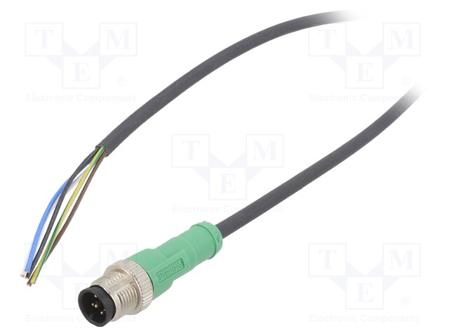 Connection lead; M12; PIN: 5; straight; 10m; plug; 60VAC; 4A; 60VDC