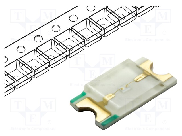 LED; SMD; 0805; green; 12÷43mcd; 2x1.25x0.7mm; 140°; 1.8÷2.4V; 20mA