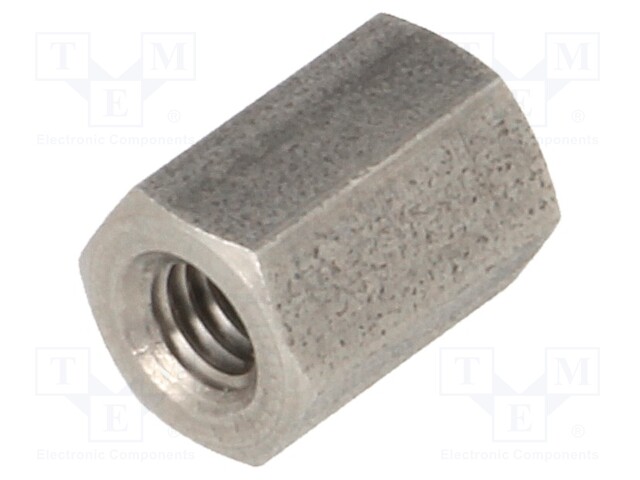 Screwed spacer sleeve; Int.thread: M4; 10mm; hexagonal