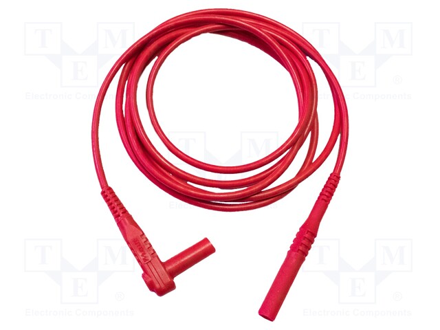 Test lead; 20A; banana plug 4mm,angular banana plug 4mm; red