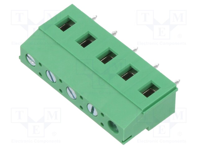 PCB terminal block; Contacts ph: 7.5mm; ways: 5; angled 90°; green