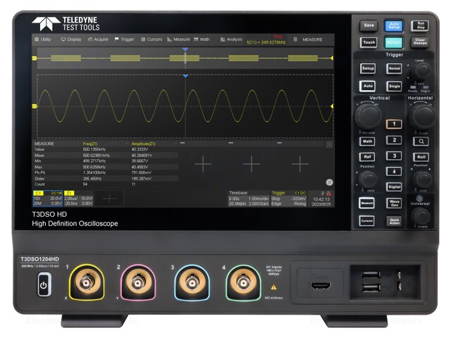 Oscilloscope: digital; Ch: 4; 200MHz; 1Gsps; 100Mpts/ch; 1.8ns