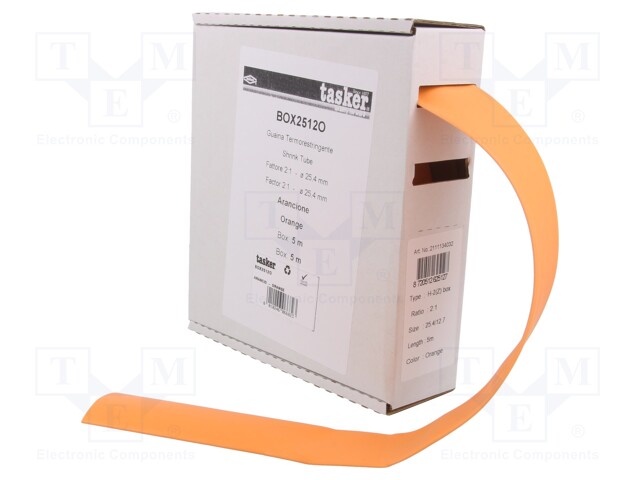 Heat shrink sleeve; glueless; 2: 1; 25.4mm; L: 5m; orange