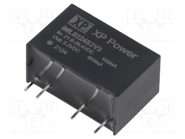 Isolated Board Mount DC/DC Converter, Medical, 1 Output, 2 W, 3.3 V, 600 mA