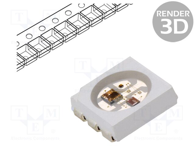 Programmable LED; SMD; 2121; RGB; 2.2x2.2x1.05mm; 3.7÷5.5V; 10kHz