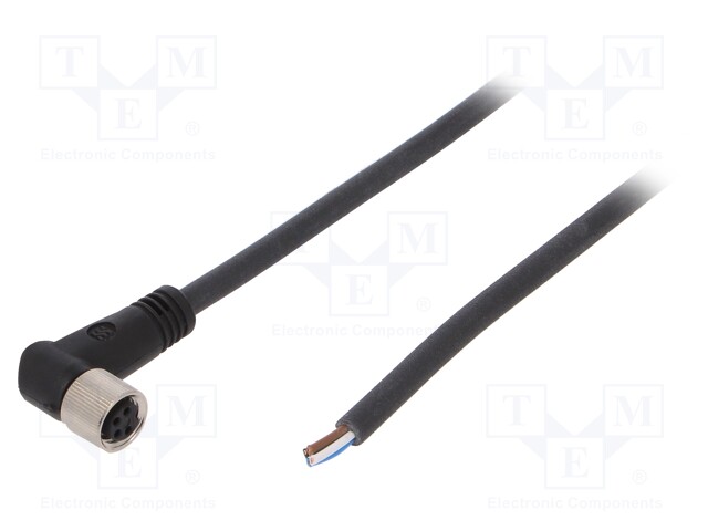 Connection lead; M8; PIN: 4; angled; 10m; plug; 30VAC; 4A; -25÷80°C