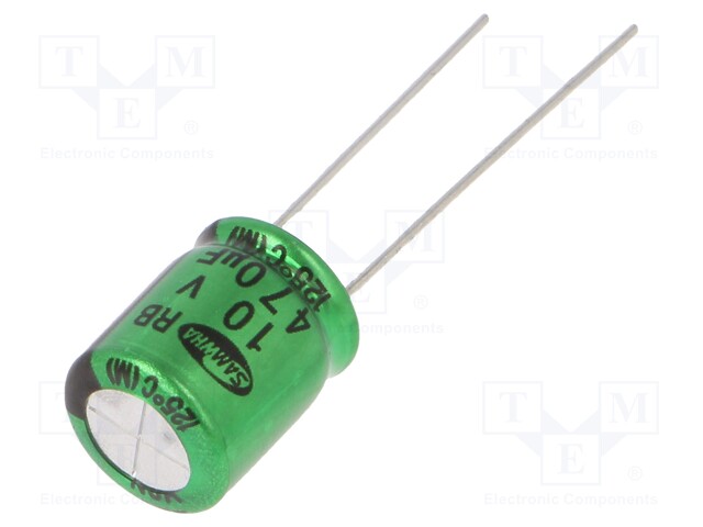 Capacitor: electrolytic; THT; 470uF; 10VDC; Ø10x12.5mm; ±20%; 2000h