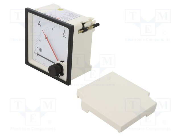 Meter: panel; analogue; 0/50÷60A; True RMS; Iin: 5/6A; Class: 3; IP52