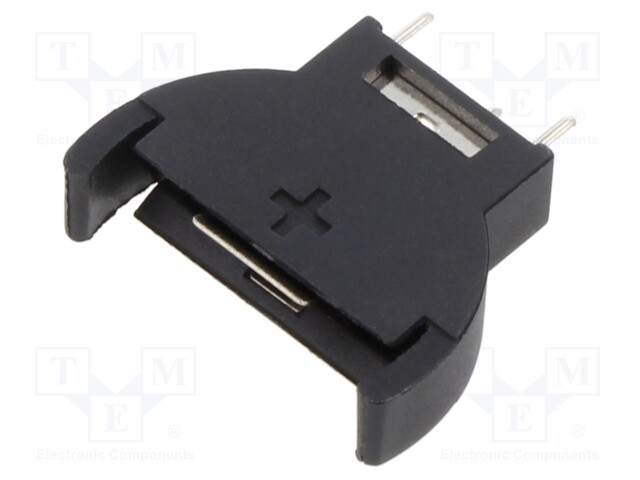 Socket; Batt.no: 1; vertical,THT; black; 20mm