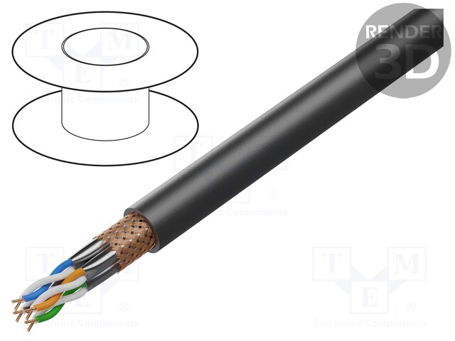 Wire; S/FTP,ETHERLINE® LAN 1000; outdoor; 7; solid; Cu; 4x2x23AWG