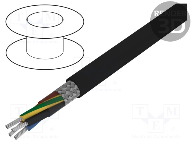 Wire; SiHF-C-Si; Cu; stranded; 4G1,5mm2; teflon; black; -60÷180°C