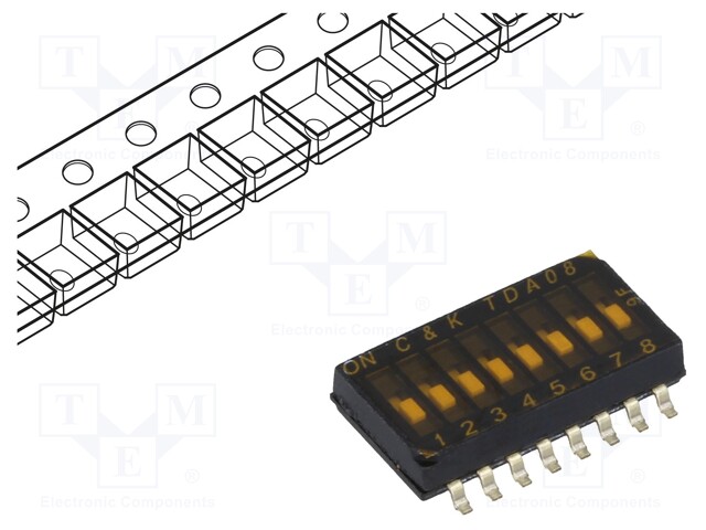 Switch: DIP-SWITCH; Poles number: 8; OFF-ON; 0.025A/24VDC; Pos: 2