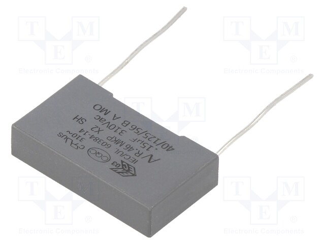 Capacitor: polypropylene; X2; 0.15uF; 22.5mm; ±20%; 26.5x15x6mm