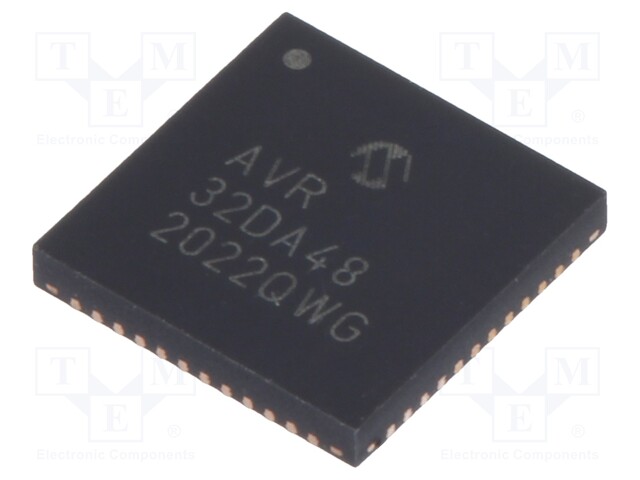 AVR microcontroller; EEPROM: 512B; SRAM: 4kB; Flash: 32kB; VQFN48