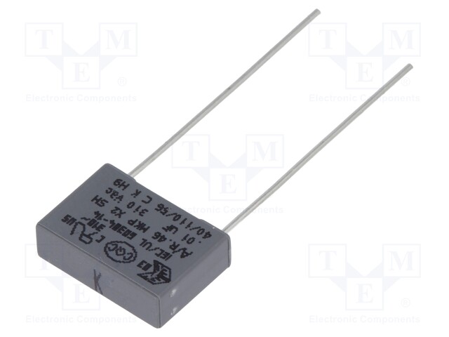 Capacitor: polypropylene; X2; 10nF; 10mm; ±10%; 13x4x9mm; -40÷110°C