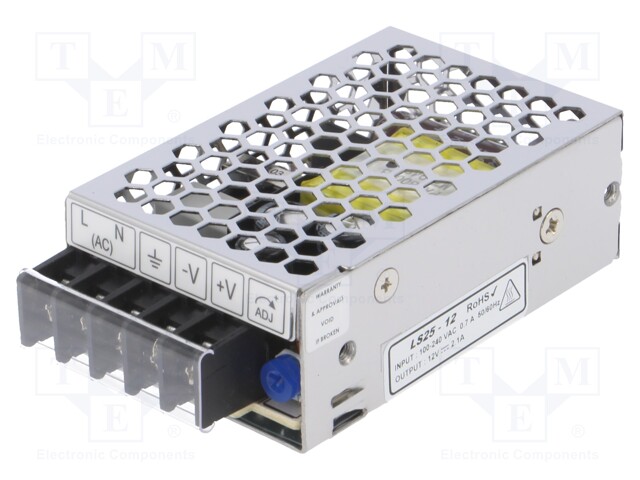 Power supply: industrial; single-channel,universal; 25W; 12VDC