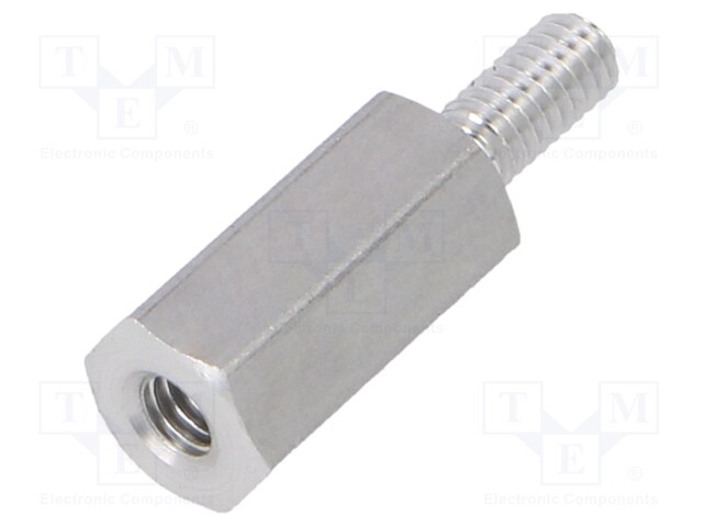 Screwed spacer sleeve; Int.thread: M2,5; 10mm; Ext.thread: M2,5