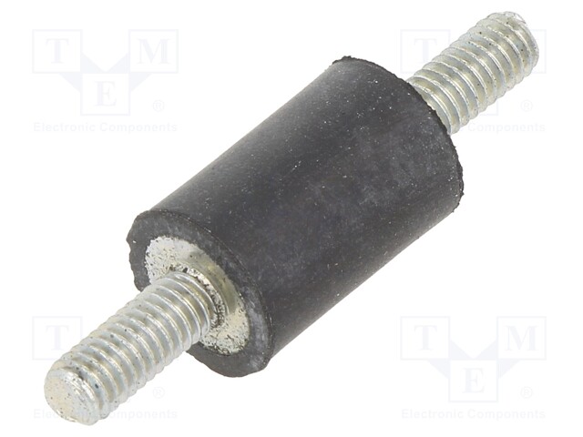 Vibration damper; M4; Ø: 10mm; rubber; L: 15mm; Thread len: 10mm