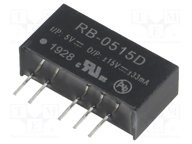 Converter: DC/DC; 1W; Uin: 4.5÷5.5V; Uout: 15VDC; Uout2: -15VDC; SIP7