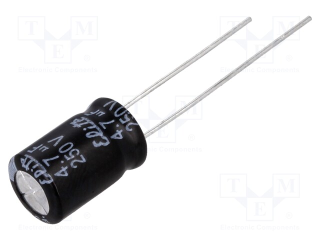 Capacitor: electrolytic; THT; 4.7uF; 250VDC; Ø8x11.5mm; ±20%; 2000h