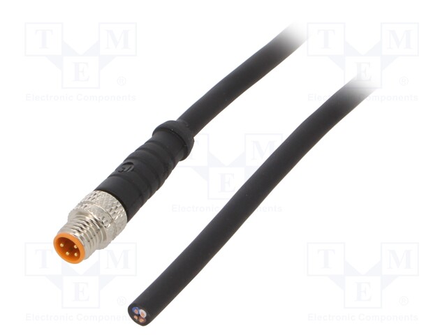 Connection lead; M8; PIN: 4; straight; 2m; plug; 50VAC; 4A; -25÷80°C