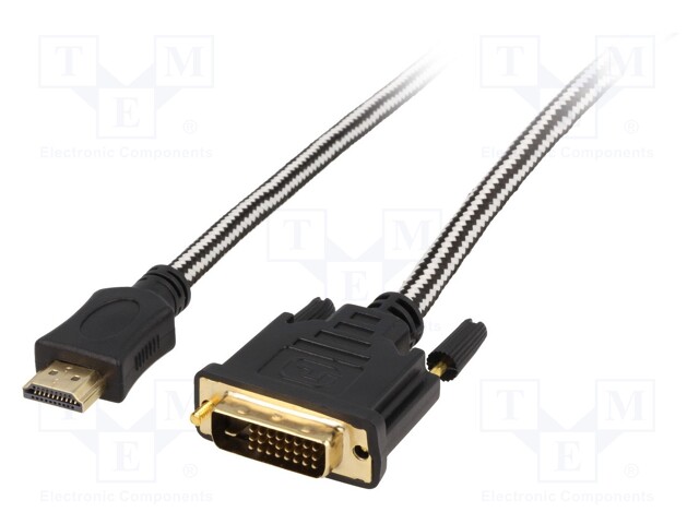 Cable; HDMI 2.0,dual link; DVI-D (24+1) plug,HDMI plug; 2m