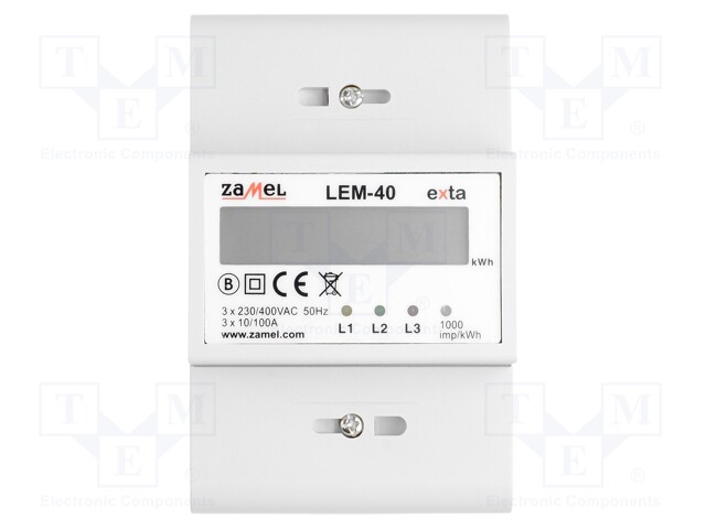 Electric energy meter; digital,mounting; DIN rail; Display: LCD