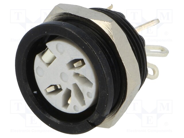 Socket; DIN; female; PIN: 5; Layout: 180°; for panel mounting,screw