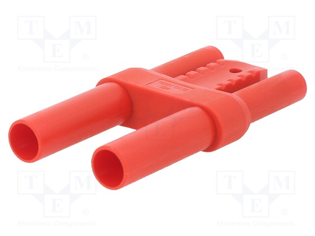 Connector: stackable safety shunt; 4mm banana; red; 32A; 52mm; 1kV