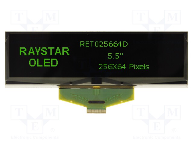 Display: OLED; graphical; 5.5"; 256x64; Dim: 146x45x2.05mm; green