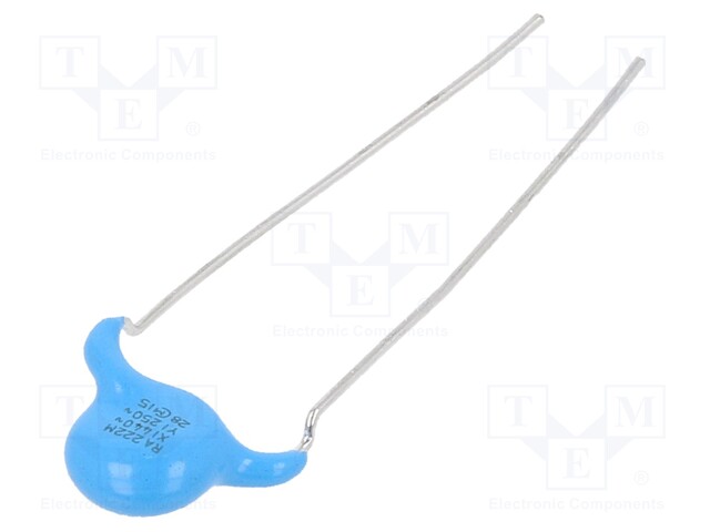 Ceramic Suppression Capacitor, Disc, 2200 pF, DE1 Series, ± 20%, X1 / Y1, 440 V, 250 V