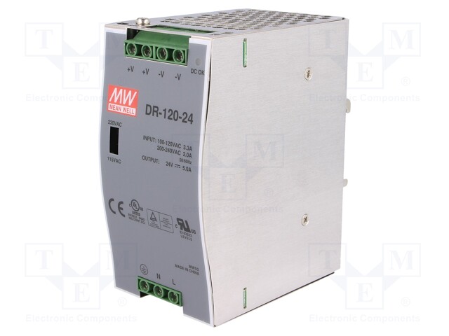 Power supply: switched-mode; 120W; 24VDC; 24÷28VDC; 5A; 248÷370VDC