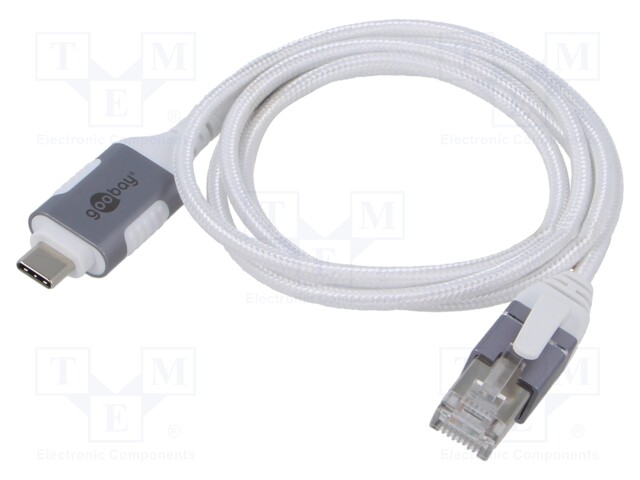 Cable; slim,USB 3.1; RJ45 plug,USB C plug; nickel plated; 1m