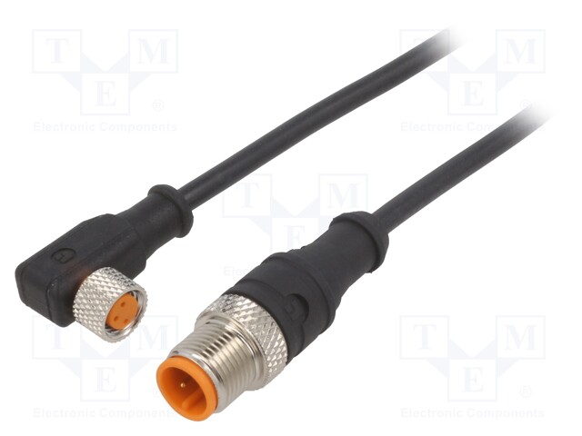 Connection lead; M12,M8; PIN: 3; 1m; plug; 4A; LED; -25÷80°C; IP67