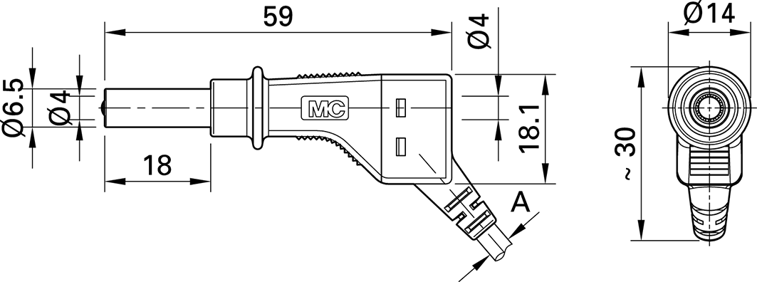 Plug; 4mm banana; 19A; 600V; yellow-green; 1mm2; on cable