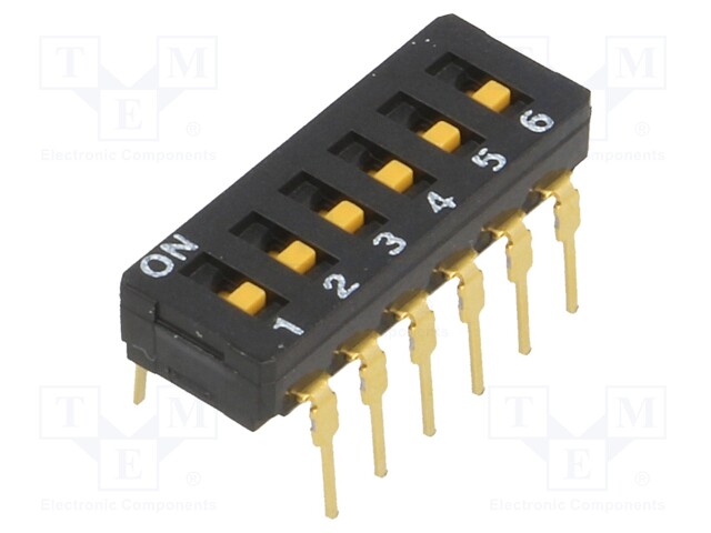 Switch: DIP-SWITCH; Poles number: 6; ON-OFF; 0.03A/30VDC; Pos: 2