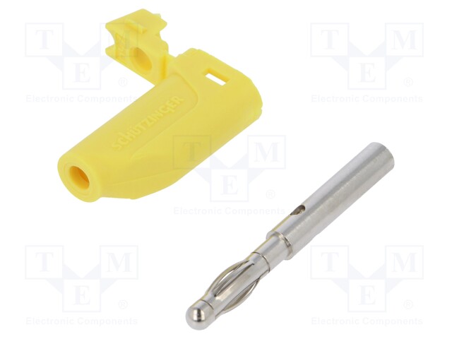 Plug; 4mm banana; 32A; 70VDC; yellow; with 4mm axial socket