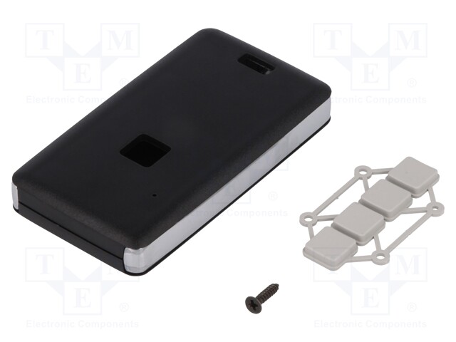 Enclosure: for remote controller; X: 39mm; Y: 71mm; Z: 11mm; black