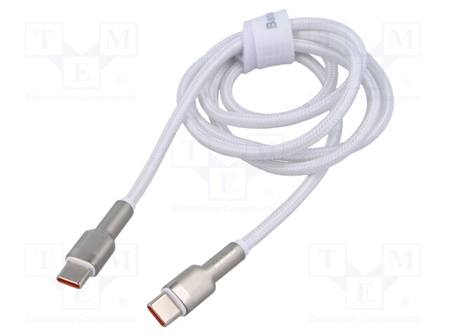 Cable; USB C plug,both sides; 2m; white; 100W