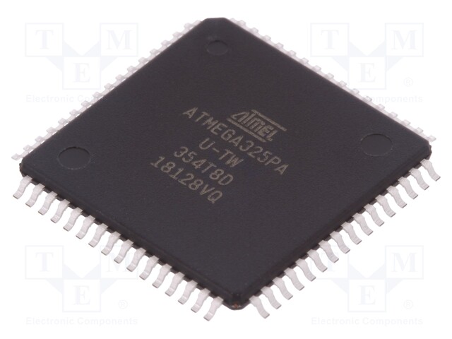 AVR microcontroller; EEPROM: 1kB; SRAM: 2kB; Flash: 32kB; TQFP64