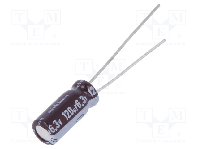 Capacitor: electrolytic; low impedance; THT; 120uF; 6.3VDC; ±20%