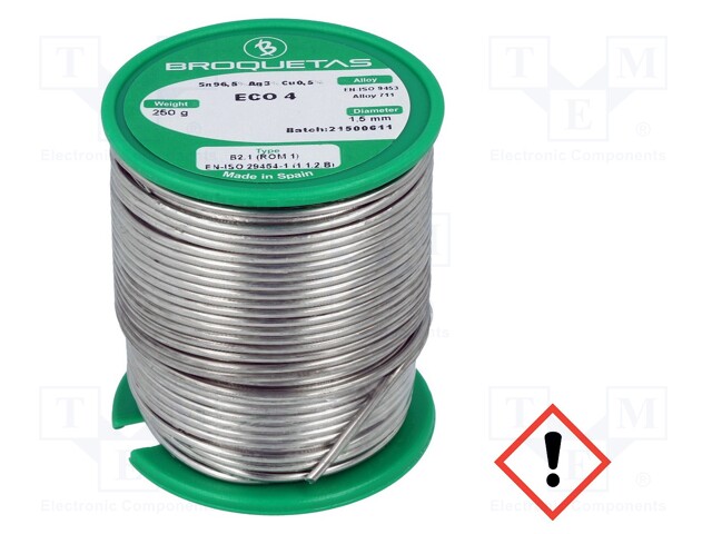 Soldering wire; Sn96,5Ag3Cu0,5; 1.5mm; 0.25kg; lead free