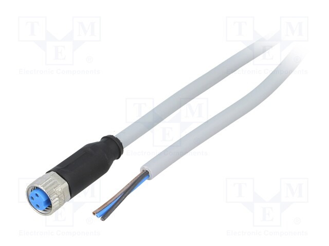 Connection lead; M8; PIN: 3; straight; 5m; plug; 60VAC; 4A; -30÷80°C