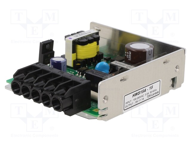 Power supply: industrial; single-channel,universal; 15VDC; 1A