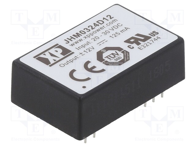 Isolated Board Mount DC/DC Converter, Medical, 2 Output, 3 W, 12 V, 125 mA, -12 V