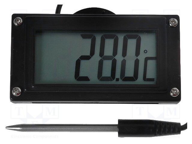 Panel; LCD 3,5 digit 19mm; -50÷150°C; Resol: 0,1°C; Probe l: 45mm